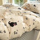 DecorBites™ Grid Print Cotton Bedding Set for Single Double Beds