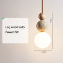 DecorBites™ Cream Style LED Pendant Lamp for Bedroom, Stone Wood Design