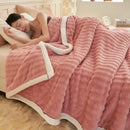 DecorBites™ Cozy Rabbit Plush Blanket: Soft Striped Warm Sofa Throw, Absorbent Breathable Nap Blanket