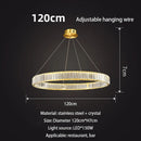 DecorBites™ Gold Crystal Round Ring Chandeliers with LED Pendant Light for Ceiling Lighting