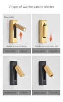 DecorBites™ Black Brass Wall Sconce with USB Port and Switch, 3W Spotlight for Bedroom