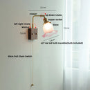 DecorBites™ Glass Pink LED Wall Lights Pull Chain Switch Rotatable Sconce Bedside Lamp