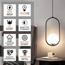 DecorBites™ Glass Ball Pendant Lights Modern LED Brass Black Chrome Suspension Luminaire