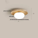 DecorBites™ Acrylic LED Ceiling Lamp Yellow Travertine Wood Canopy Wabi Sabi Style