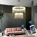 DecorBites™ Gold Chain Chandelier Pendant Light w/ Remote, Modern Tassel Design for Kitchen & Living Room