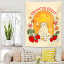 DecorBites™ Cute Cat Star Strawberry Tapestry Wall Hanging for Boho Home Decor