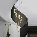DecorBites™ Crystal Columnar Chandelier Stair Lamp Household Bubble Living Room Restaurant Bar Villa Lightning