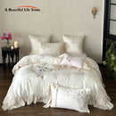 DecorBites™ Embroidered Lace Princess Bedding Set - 4 Piece Cotton Flowers Collection