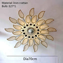 DecorBites™ Japanese Wicker Petal Chandelier for Tea House Dining, Parlor, Restaurant