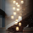 DecorBites™ Gold Crystal Staircase Chandelier: Luxury Indoor Lighting for Dining Room & Hallway