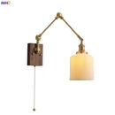DecorBites™ Copper Swing Arm LED Wall Sconce Pull Chain Switch Rotate Walnut Canopy