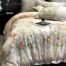 DecorBites™ Flowers Plant Print Bedding Set: Luxe Lyocell Cotton Soft Silky Cool Duvet Cover Set