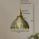 DecorBites™ Green Glass LED Pendant Lights with Walnut Wood Hanging Lamp