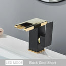 DecorBites™ Black LED Waterfall Bathroom Faucet, Deck Mounted, Three Color Change