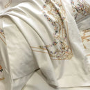 DecorBites™ Egyptian Cotton Bedding Set: Queen King Ru Size Duvet Cover, Sheet, Pillowcase White