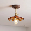 DecorBites™ Green Glass LED Ceiling Lights: Modern Copper Wood Indoor Lamp