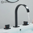 DecorBites™ Crystal Handle Gold Bathroom Basin Faucet Three Hole Mixer for Bathtub