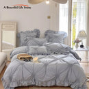 DecorBites™ Korean Princess Style Pure Cotton Bedding Set with Ruffles and Heart Pleat
