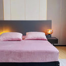 DecorBites™ Cozy Flannel Queen Bed Sheet | Soft Fitted Coral Fleece Mattress Cover | Plush Winter Bedsheet