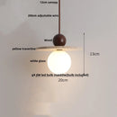 DecorBites™ Globe LED Pendant Light Yellow Travertine Stone White Glass Adjust Hang Lamp