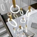 DecorBites™ LED Wood Stair Chandelier: Modern Nordic Living Room Ceiling Pendant Lights