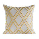 DecorBites™ Geometric Embroidery Cushion Cover Navy Blue White Yellow 50x50cm Home Decor Pillow