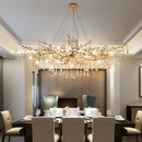 DecorBites™ LED Branch Crystal Chandelier Copper Suspension Lights Luxe Ceiling Pendant
