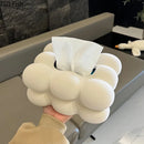 DecorBites™ Cloud Ceramic Tissue Box - White Porcelain Desk Decoration