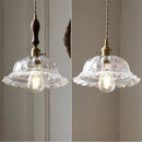 DecorBites™ LED Walnut Wood Pendant Light Clear Glass Copper Switch Decor