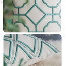 DecorBites™ Geometric Embroidery Cushion Cover Navy Blue White Yellow 50x50cm Home Decor Pillow