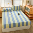 DecorBites™ Cotton Stripe Fitted Sheet- Single Cozy Mattress Cover with Elastic Band