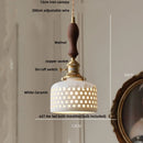 DecorBites™ Japan Style Wood LED Pendant Light Fixture Clear Glass Adjustable Hanging Lamp