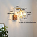 DecorBites™ LED Walnut Wood Cube Glass Wall Light with Pull Chain Switch