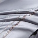 DecorBites™ Cotton Satin Jacquard Embroidery Bedding Set with Elastic Sheet & Duvet Cover