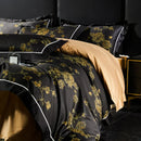 DecorBites™ Gold Flowers Luxury Egyptian Cotton Bedding Set with 1000TC Soft Duvet Cover, Sheets, Pillowcases