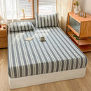 DecorBites™ Cotton Stripe Fitted Sheet- Single Cozy Mattress Cover with Elastic Band