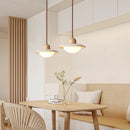 Minimalist bronze and wood led pendant lights bedroom glass lamp