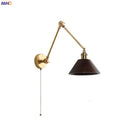 DecorBites™ Copper Swing Arm LED Wall Sconce with Pull Chain Switch, Modern Nordic Wooden Lamp