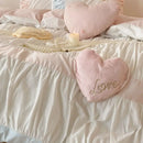 DecorBites™ Heart-shaped Washed Cotton Bedding Set - Duvet Cover, Bed Sheet, Pillowcases