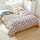 DecorBites™ Japanese Cotton Gauze Flower Blanket: Soft and Breathable Summer Throw