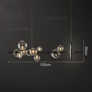 DecorBites™ Glass Ball LED Chandelier: Modern Long Pendant Lighting for Living Room and Shop