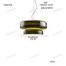 DecorBites™ Amber Green Glass Pendant Light Modern Round Dining Table Decor