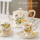 DecorBites™ Gold Edge Cup & Saucer Set: Lemon Teapot, Coffee Mug, Ceramic Plates & Drinkware