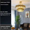 DecorBites™ Crystal Gold Chandelier LED Ceiling Pendant for Living Room Bedroom Kitchen Island