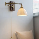 DecorBites™ Copper Arm LED Wall Sconce Switch Light, Adjustable Lampshade, Pull Chain, Beside Lamp