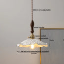 DecorBites™ Green Glass LED Pendant Lamp with Knob Switch, Copper Chandelier