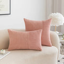 DecorBites™ Corduroy Striped Patchwork Throw Pillow Covers Set, Farmhouse Style Yellow Classic Pillowcases