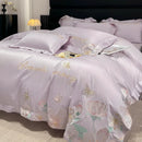 DecorBites™ Embroidered Flowers Butterfly Bedding Set - 4Pcs