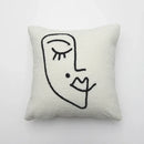DecorBites™ Lambswool Face Cushion Cover 45x45 Beige White Abstract Art Pillowcase