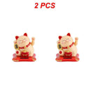 2~20PCS Wealth Waving Cat Chinese Lucky Cat Beckoning Solar Powered Small Size Crafts Home Desktop Ornaments Car Decoration